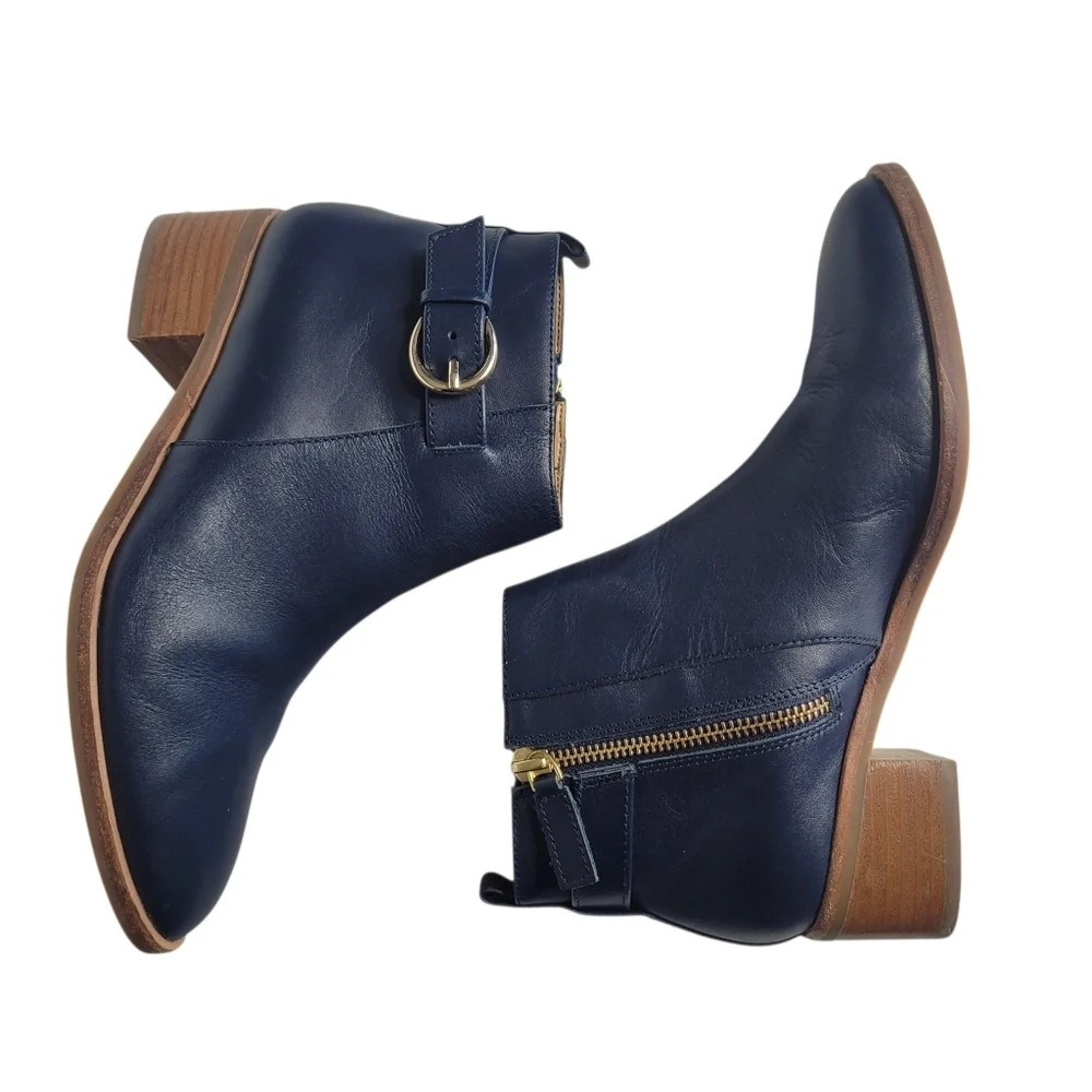 Talbots Navy Ankle Healed Boots Size 6.5